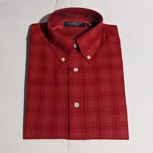 Sale Roundtree & Yorke Men's Red Dress Shirt Plaid
